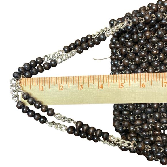 Vintage Handmade Wood Beaded Handbag Purse Marcus Brothers Brown Made in Japan - Picture 5 of 10